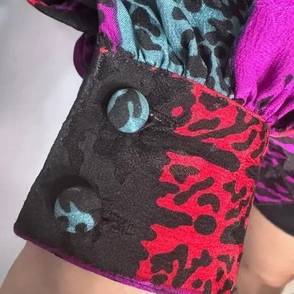 Vintage Lillie Rubin Francesca of Damon Silk Button Up Top Size 4 - Picture 2 of 10